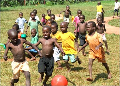 Children Playing Football In Africa