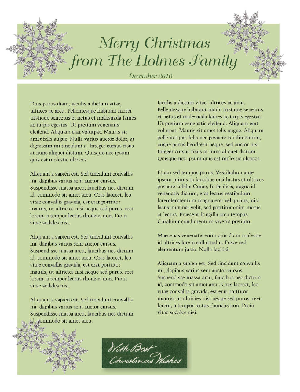 Christmas Newsletter Templates Free Mac