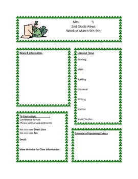 Kindergarten Newsletter Templates Free