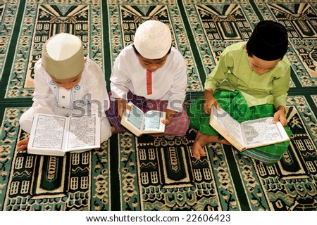 Muslim Children Reading Quran