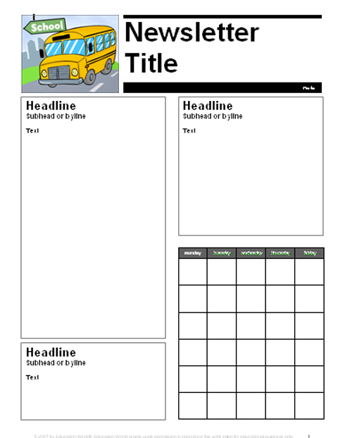 Newsletter Templates For Teachers To Parents