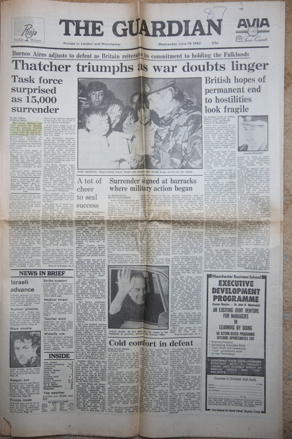 Newspaper Headlines 1982