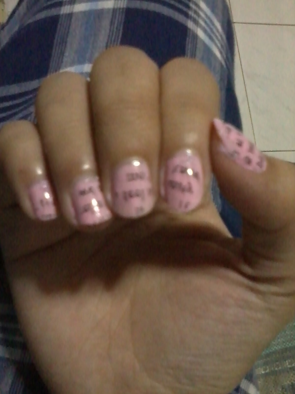 Pink Newspaper Nails