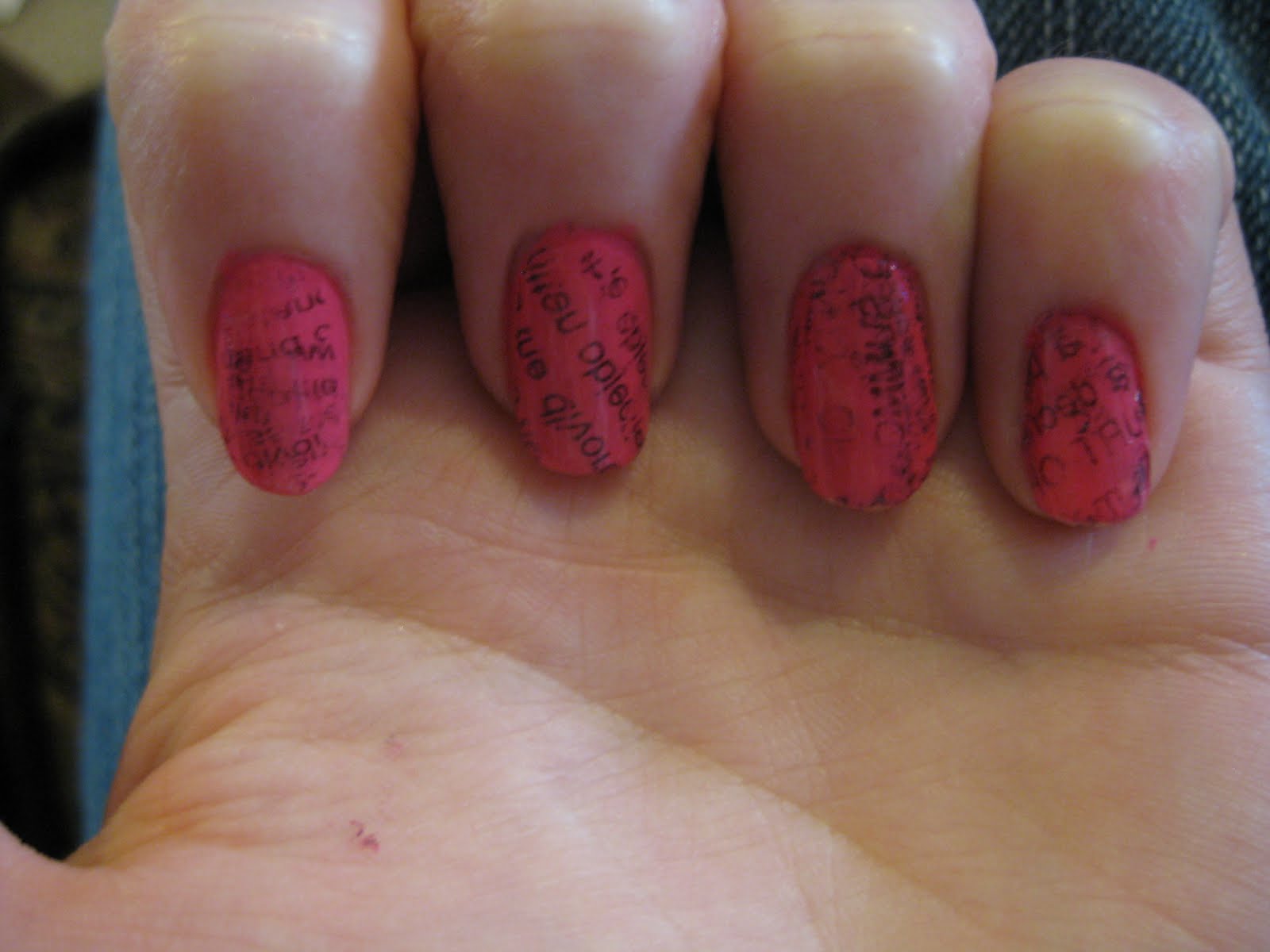 Pink Newspaper Nails