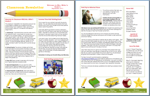 School Newsletter Templates Free Microsoft Word